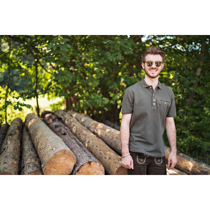 OS Trachten Herren Polo Shirt (braun)