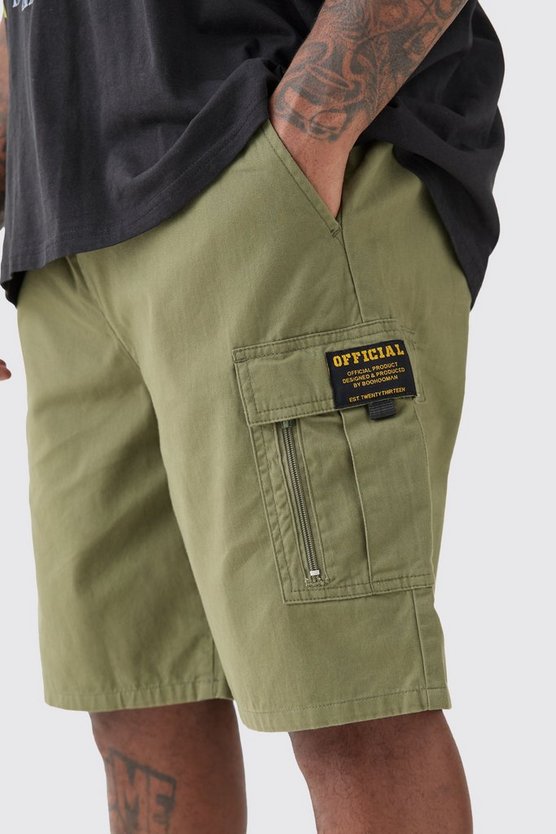 Plus lockere Twill Cargo-Shorts mit Reißverschluss-Detail