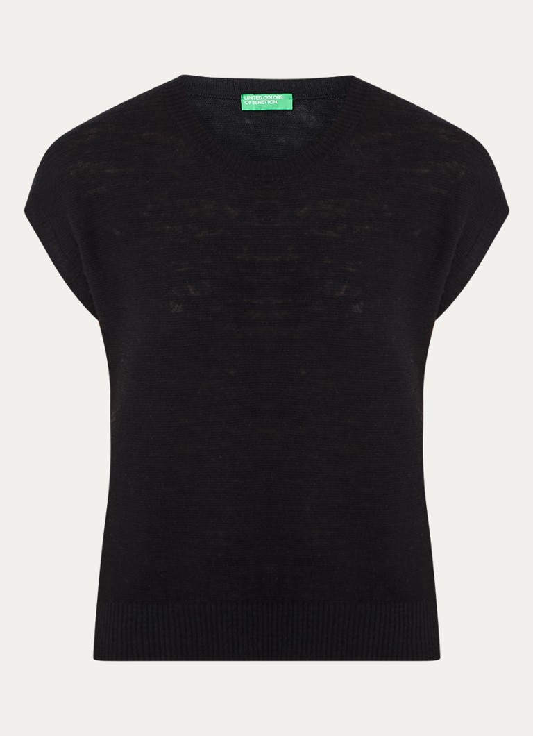Benetton Fine-knit top in linen blend