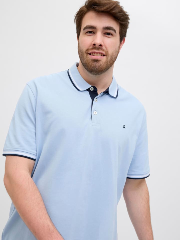 JACK & JONES PLUS Poloshirt in Chambray Blue günstig kaufen