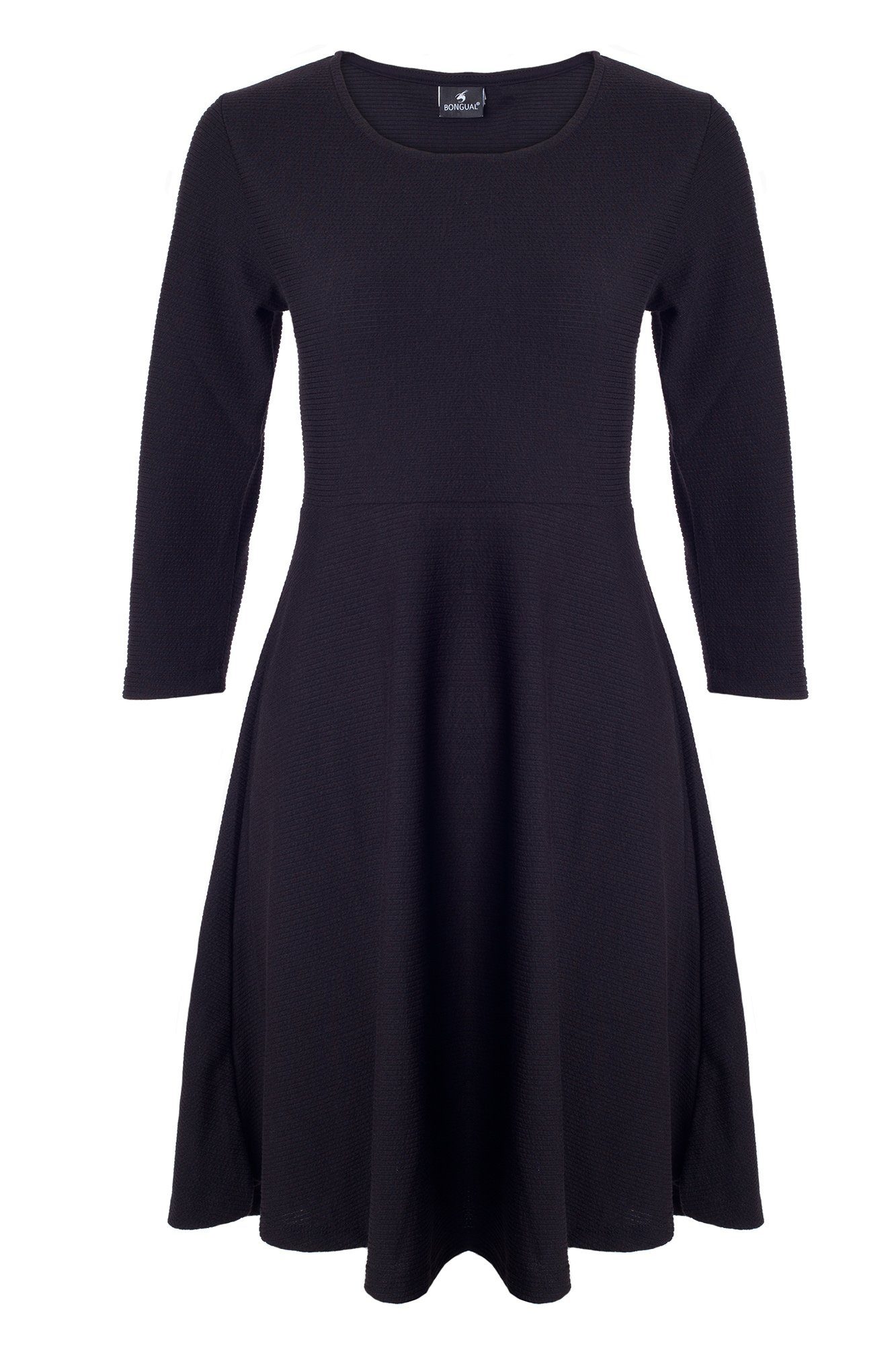Bongual A-Linien-Kleid Rippenstrick elegantes Midikleid mit 3/4-Ärmel