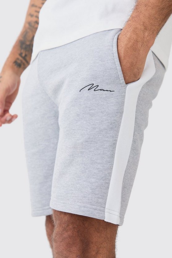 Mittellange Slim-Fit Man Signature Colorblock Shorts