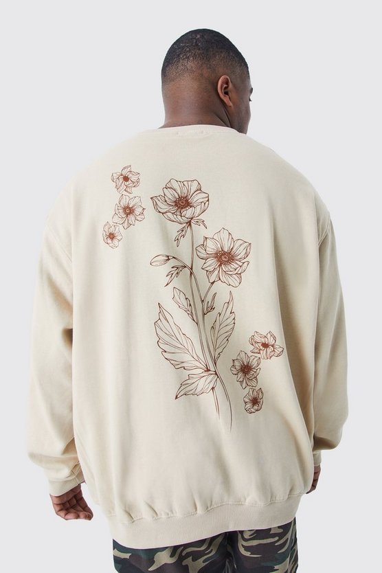 Plus Sweatshirt mit Blumen-Print