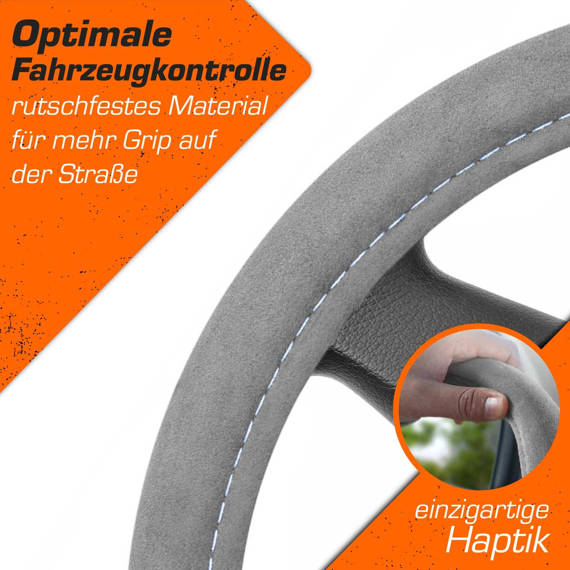 Upgrade4cars Lenkradbezug Alcantara Optik, Ø 37,00 - 39,00 cm, Sportlich-Elegante Wildlederähnliche Struktur