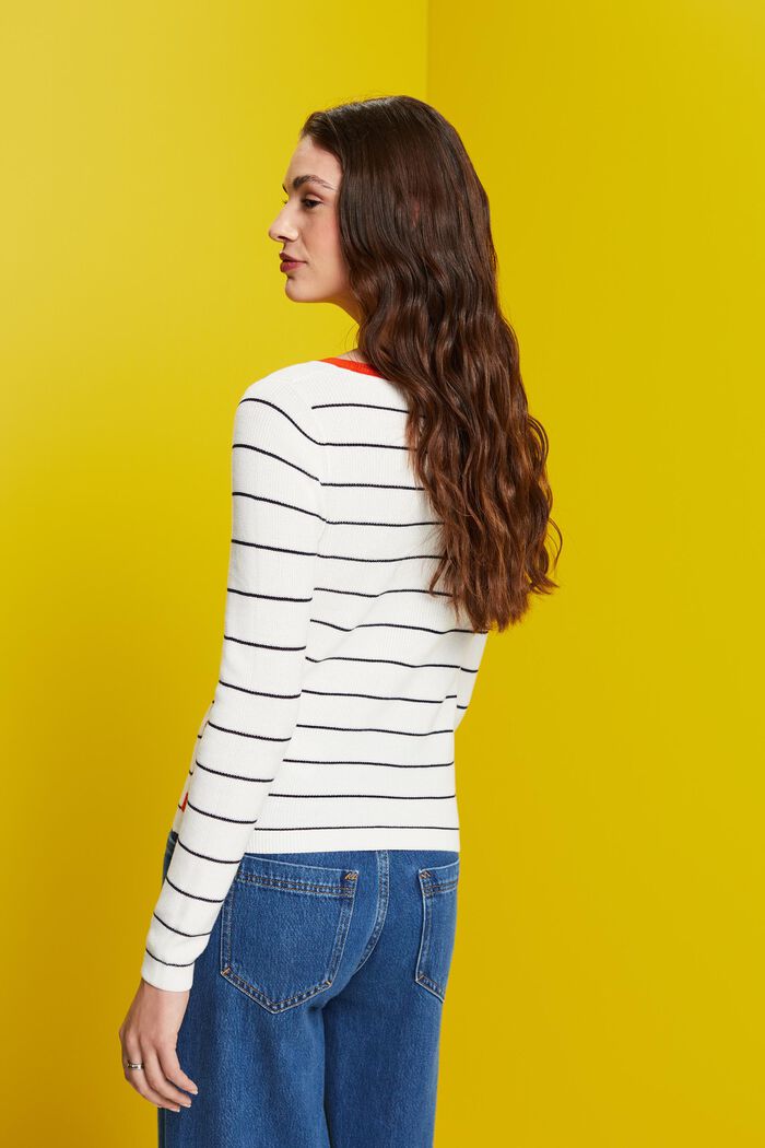 Gestreifter Baumwoll-Strickpullover