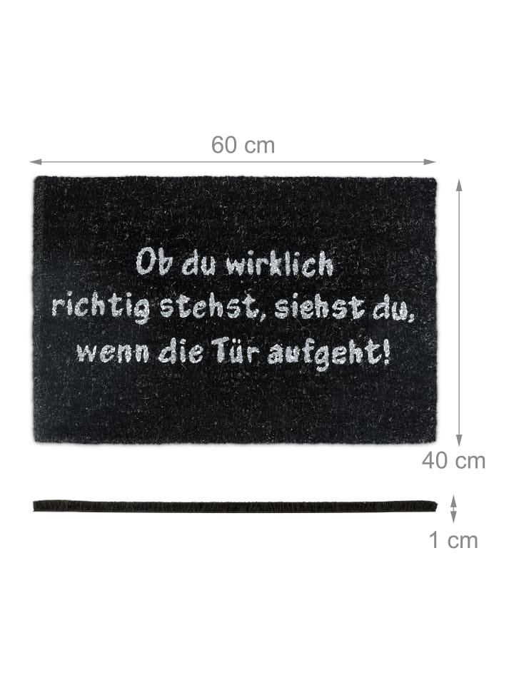 relaxdays Fußmatte Ob du richtig stehst in Schwarz - (B)60 x (T)40 cm günstig kaufen onesize