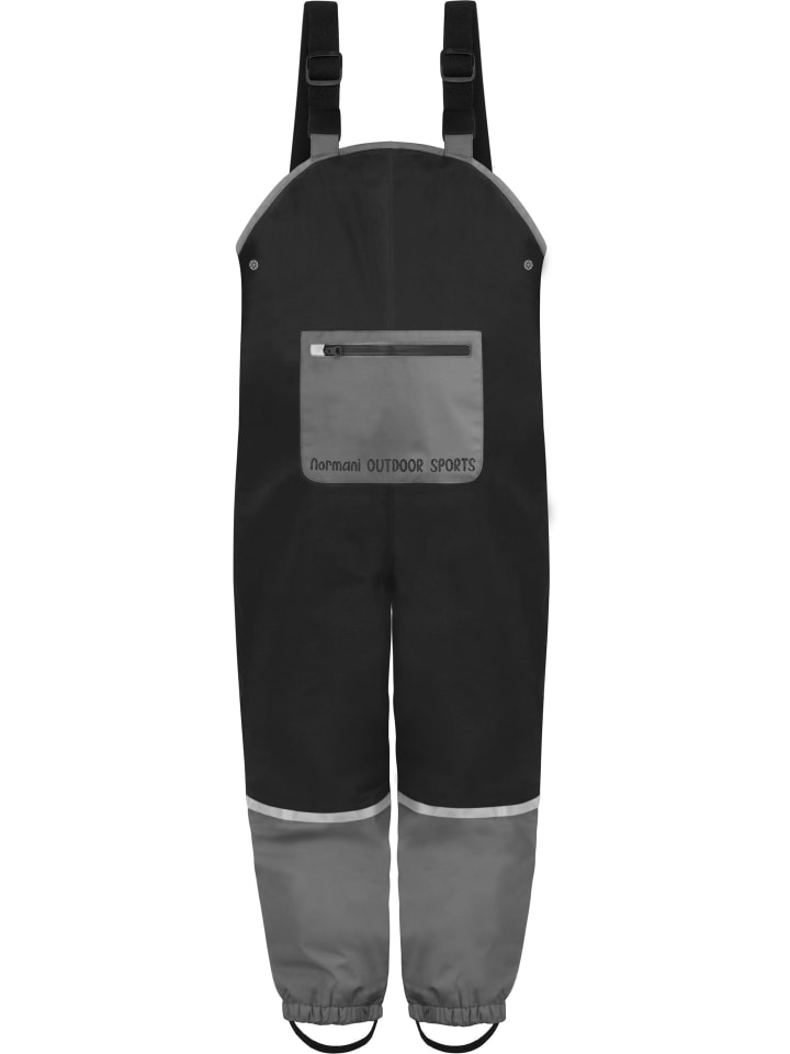 Normani Outdoor Sports Kinder Regenhose mit Hosenträgern Twisp in Schwarz günstig kaufen