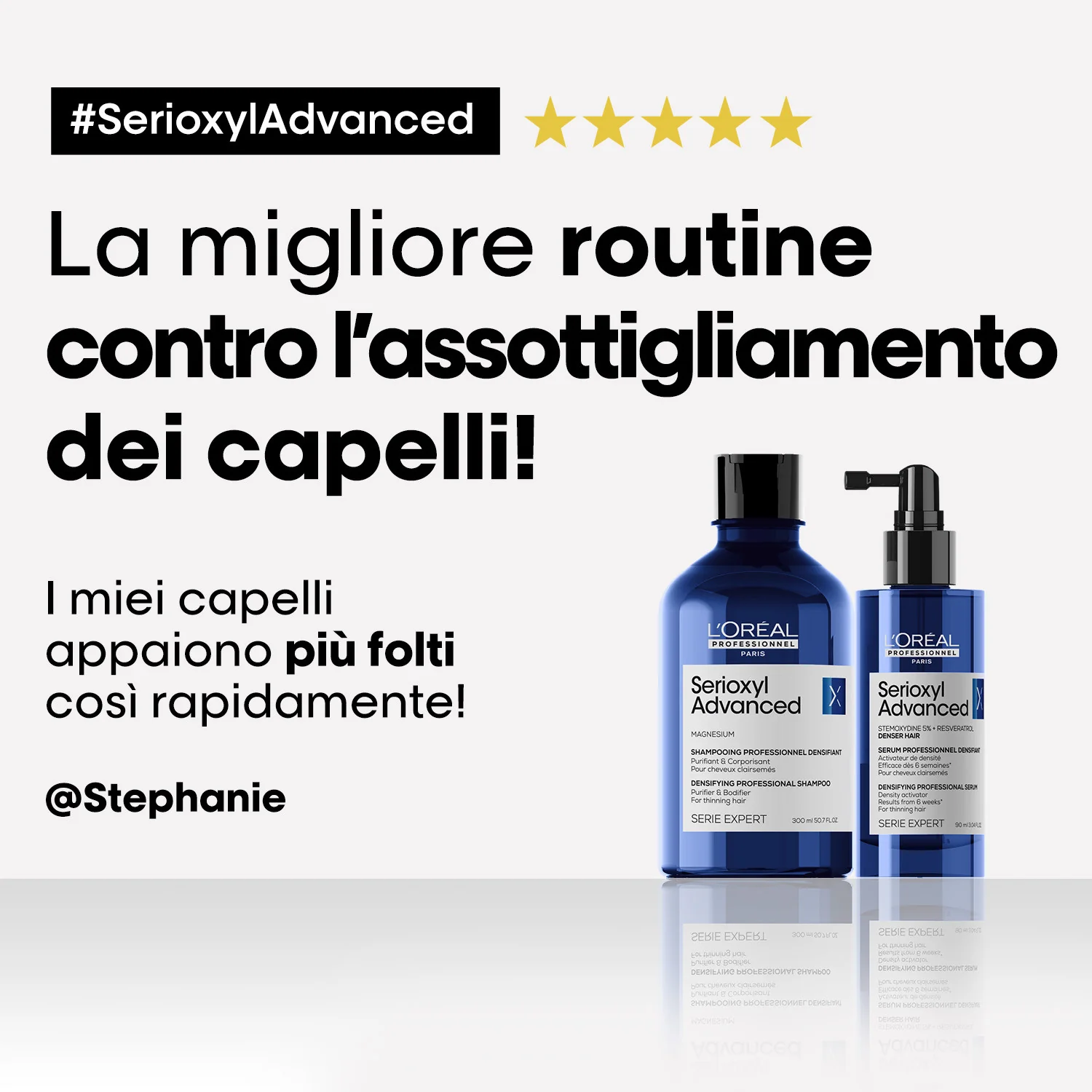 SERIE EXPERT Neues Serioxyl Advanced Shampoo Purifier & Bodyifier - Shampoo Ridensificante, Shampoo Purificante