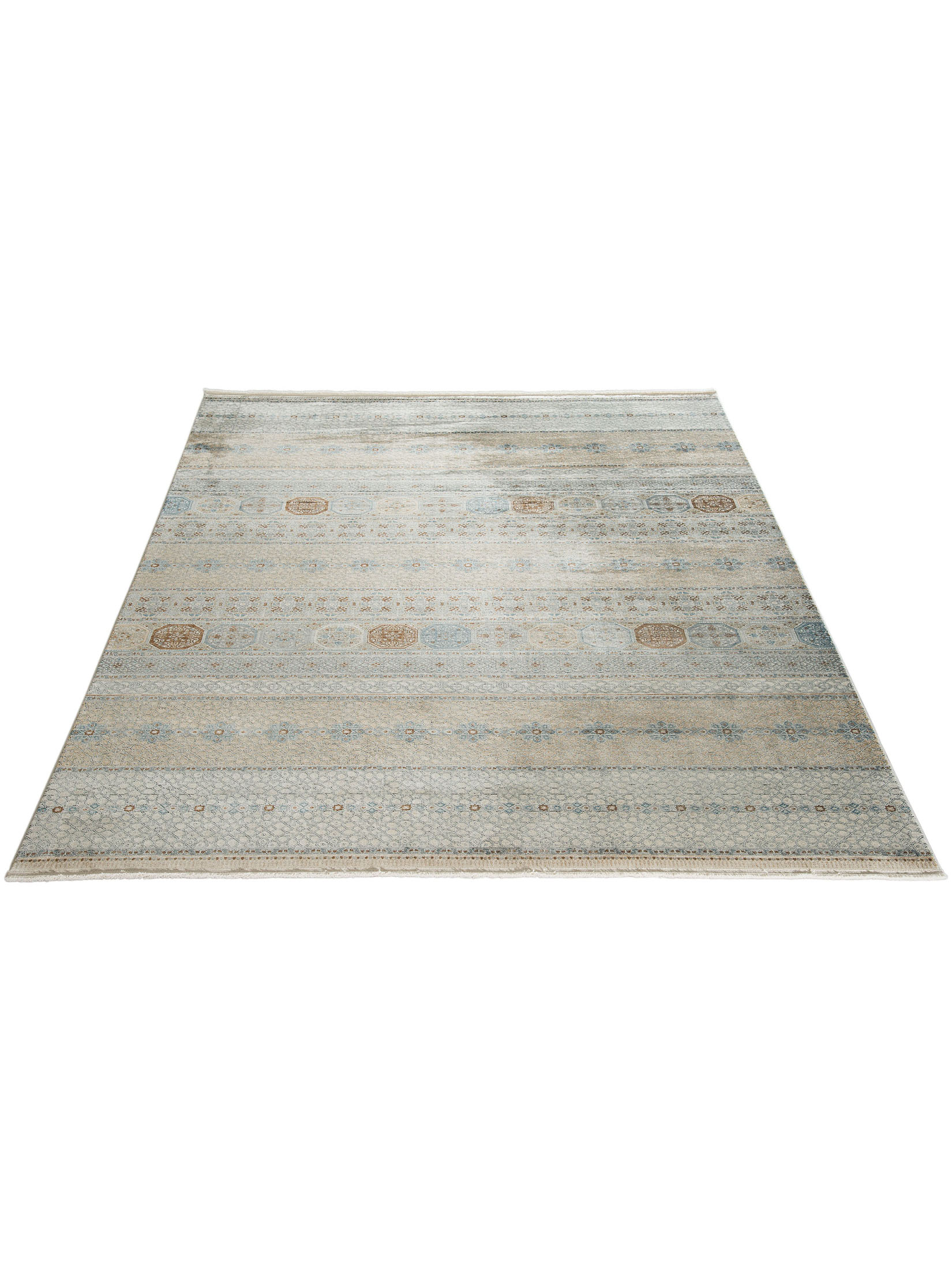 Mamaras Vintage-Teppich, Blau/Gold/Silber