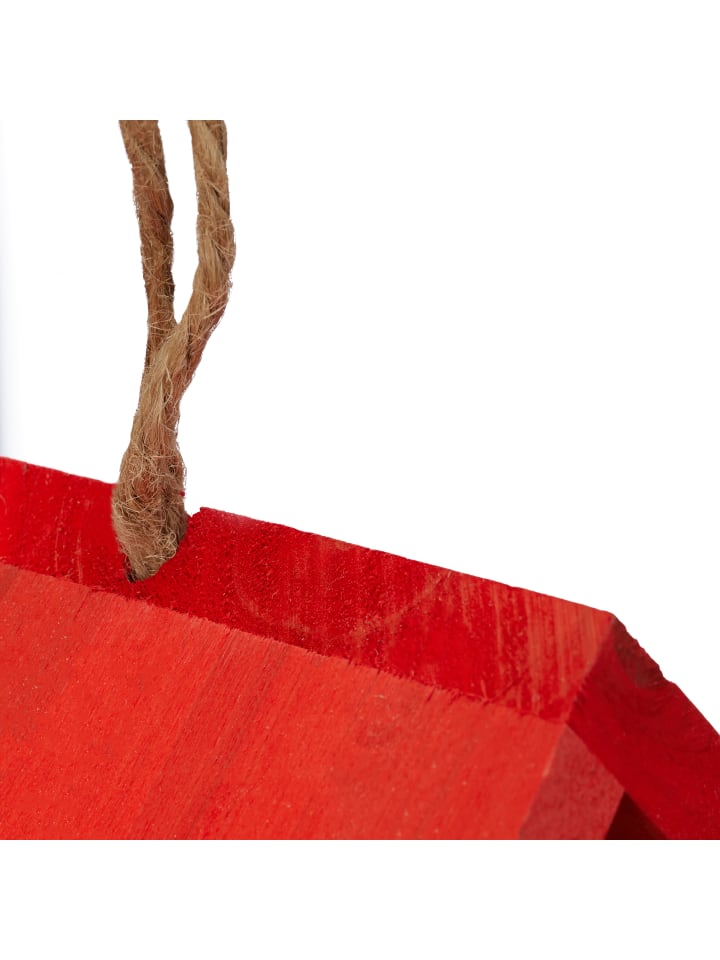 relaxdays Deko Vogelhaus in Natur/ Rot günstig kaufen onesize