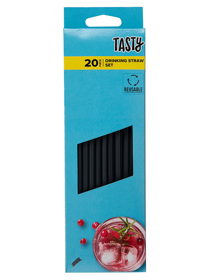 Tasty 2er-Set: Mehrweg-Trinkhalme in Grau - 20 Stück günstig kaufen onesize