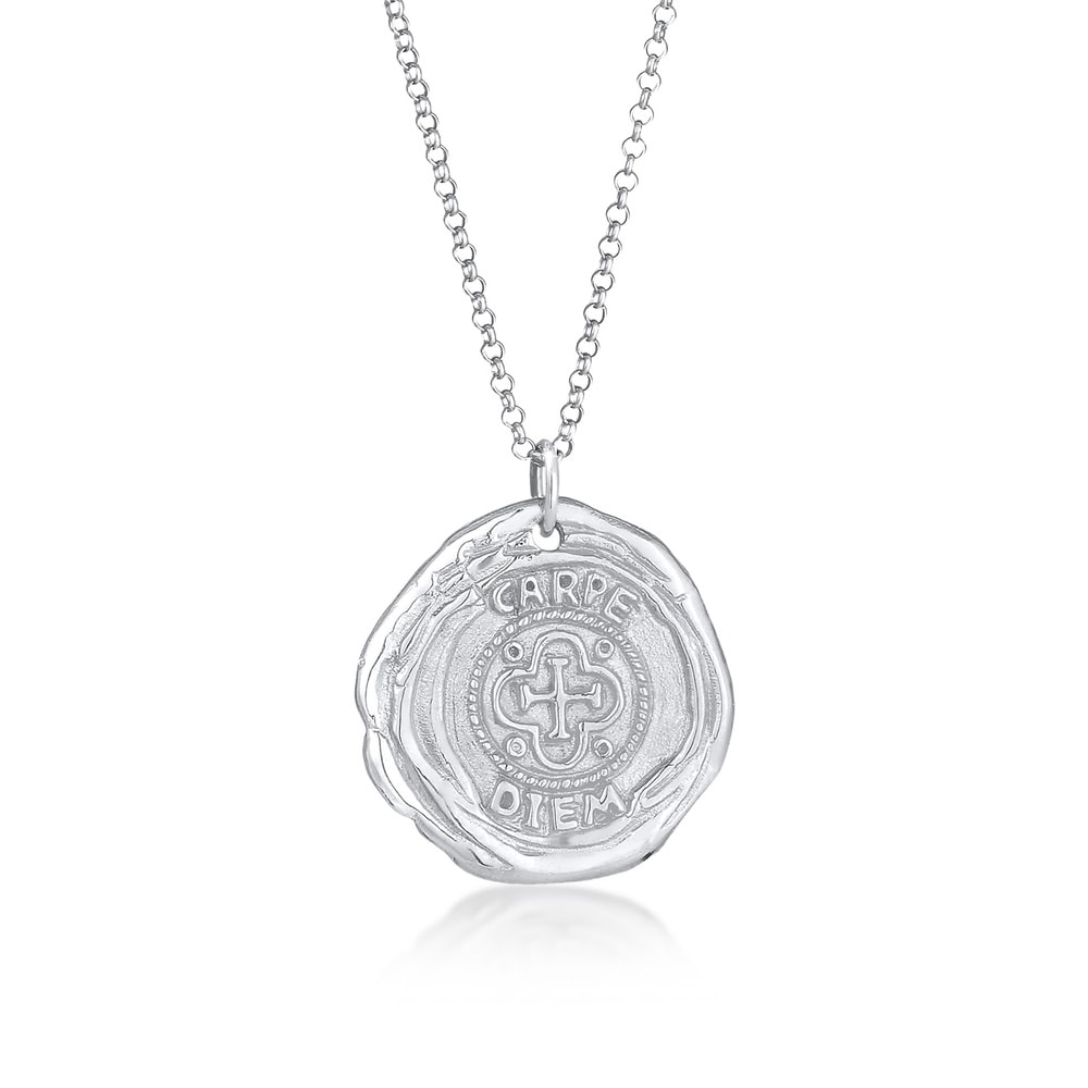 KUZZOI KUZZOI Collier Pendentif de pièce de monnaie pour homme avec lettrage de croix an Bijoux