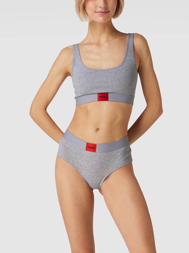 Bustier mit Label-Patch in silber meliert