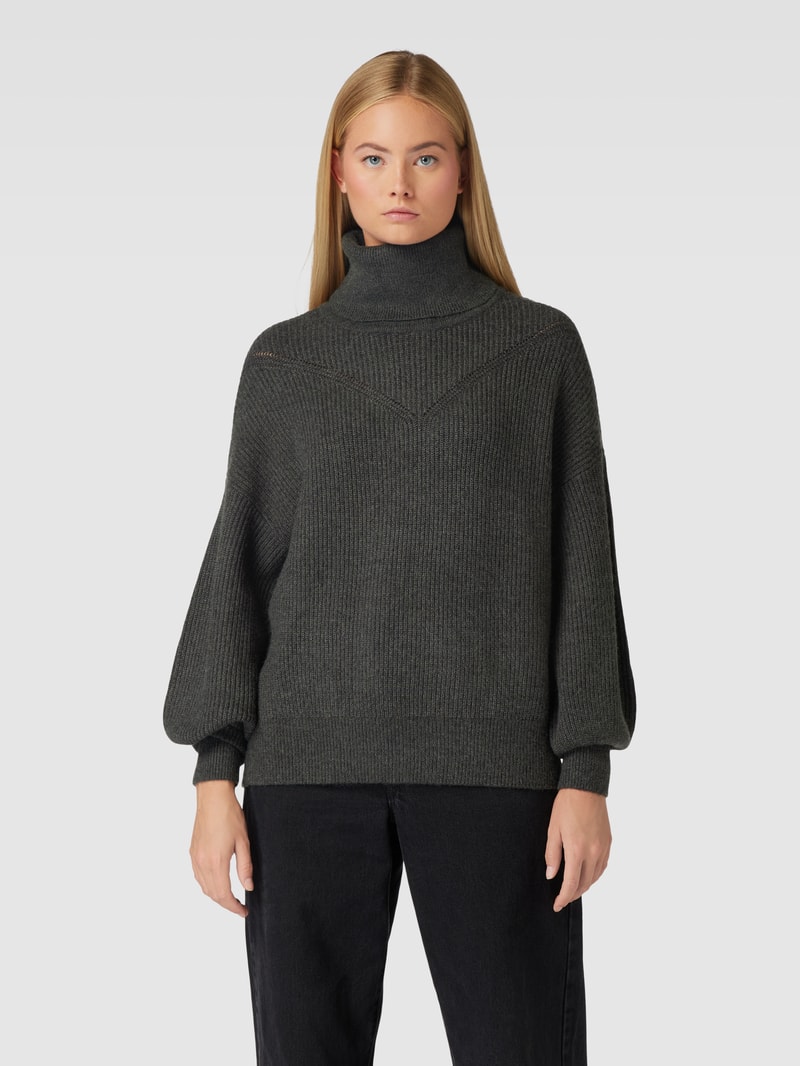 Rollkragenpullover aus Viskose-Mix Modell 'Katia' in anthrazit meliert