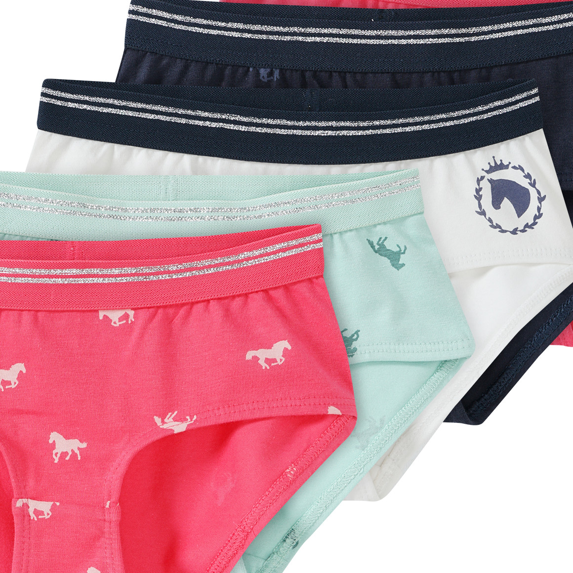 5 Mädchen Pantys mit Pferde-Motiven