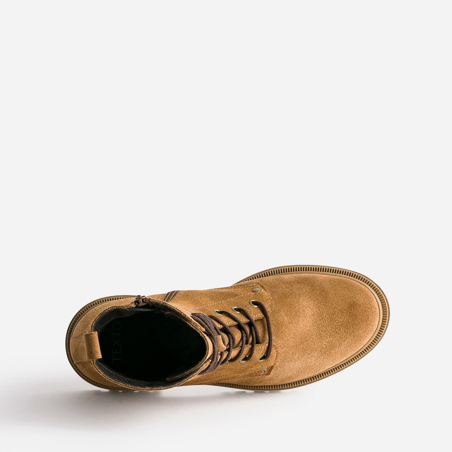 Boots cranté TEXTO en cuir camel