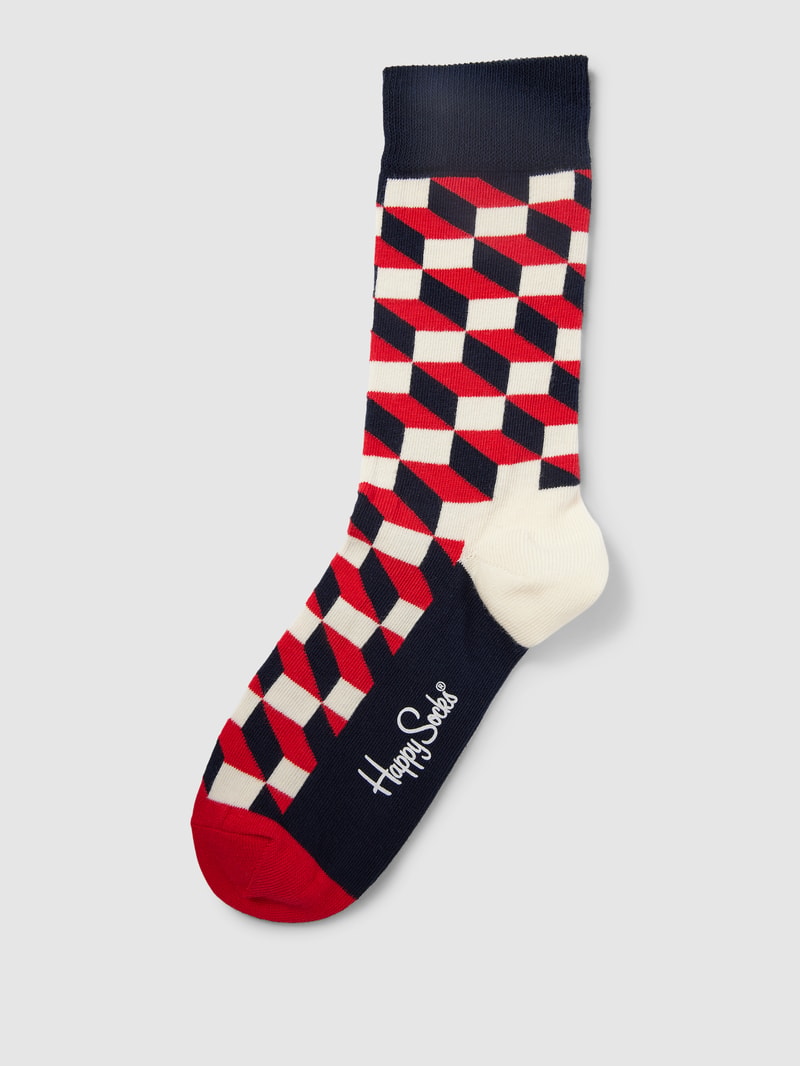 Socken mit grafischem Muster Modell 'FILLED OPTIC' in blau meliert