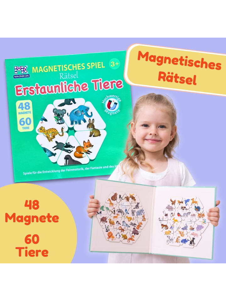 MAGNIKON Magnetisches Spiel Rätsel Erstaunliche Tiere, 46 Magnete, Logik trainieren günstig kaufen onesize