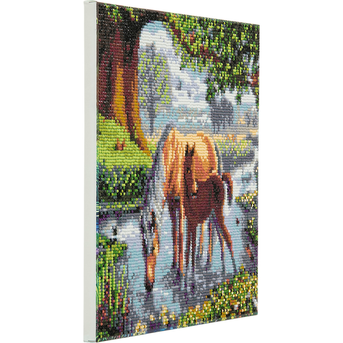 Crystal Art Kit auf Holzrahmen-Leinwand - Ponys, 30 x 30 cm
