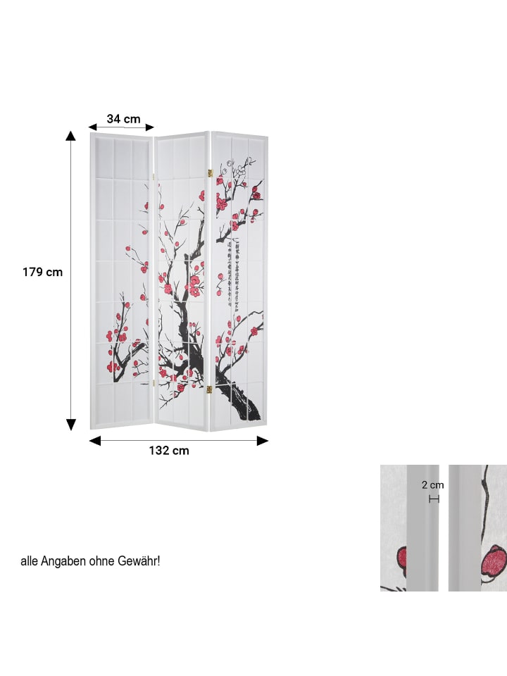 Homestyle4u 3-tlg. Paravent in Weiß 132x175 günstig kaufen onesize