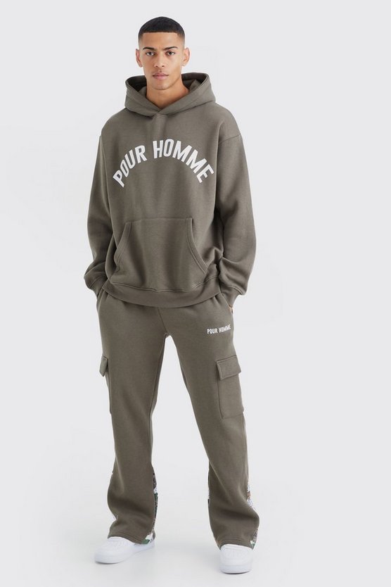 Oversize Camouflage Cargo-Trainingsanzug mit Kapuze