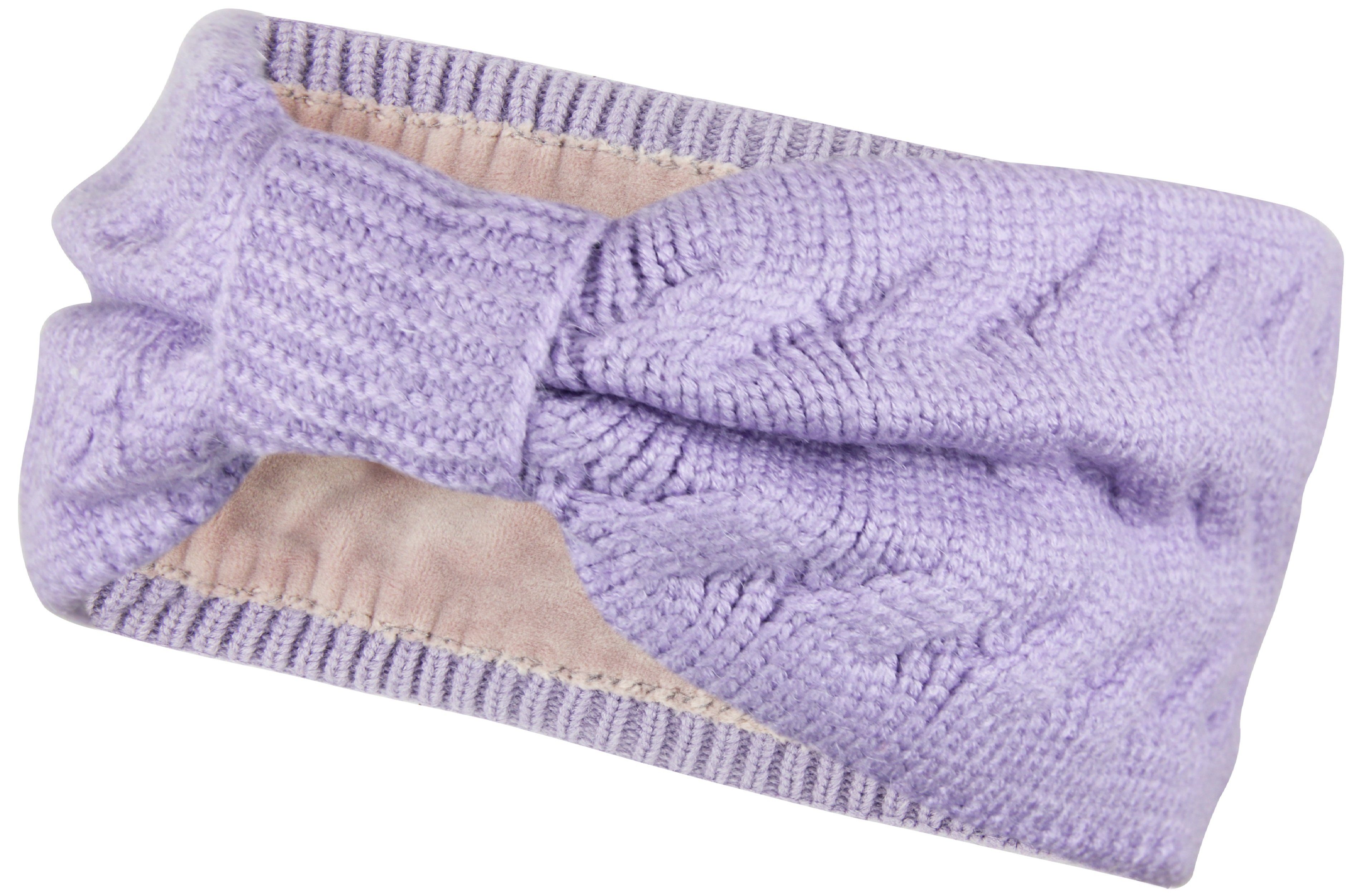 Frentree Stirnband gefüttertes Damen Strick Haarband, Mädchen Ohrenwärmer mit Schleife, warmes Fleece Innenfutter