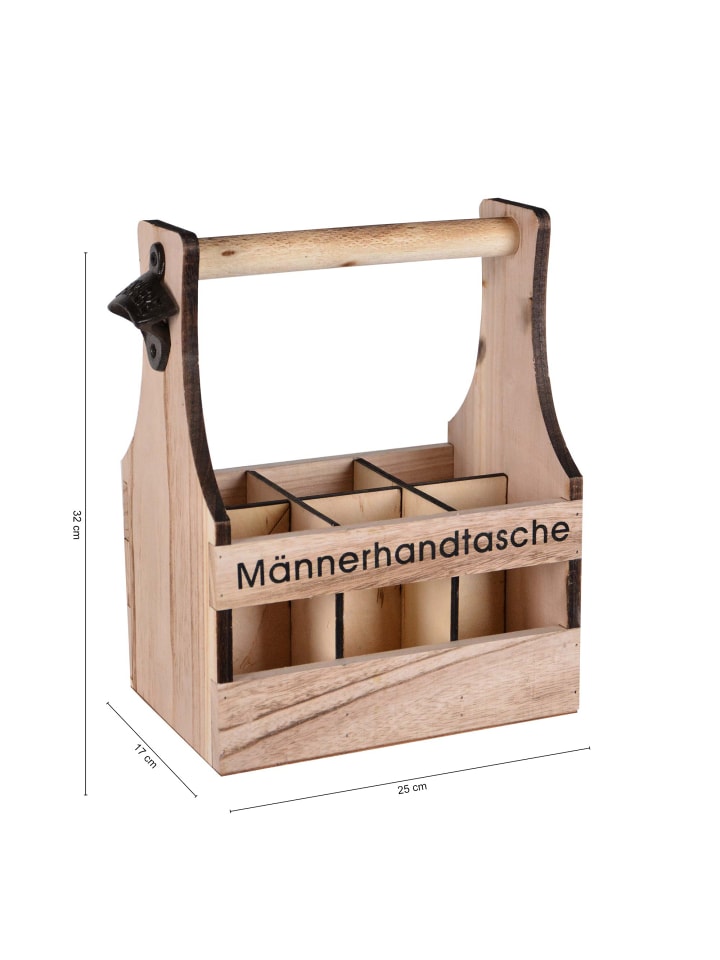 UNUS Flaschenträger Männerhandtasche aus Holz in Braun günstig kaufen onesize