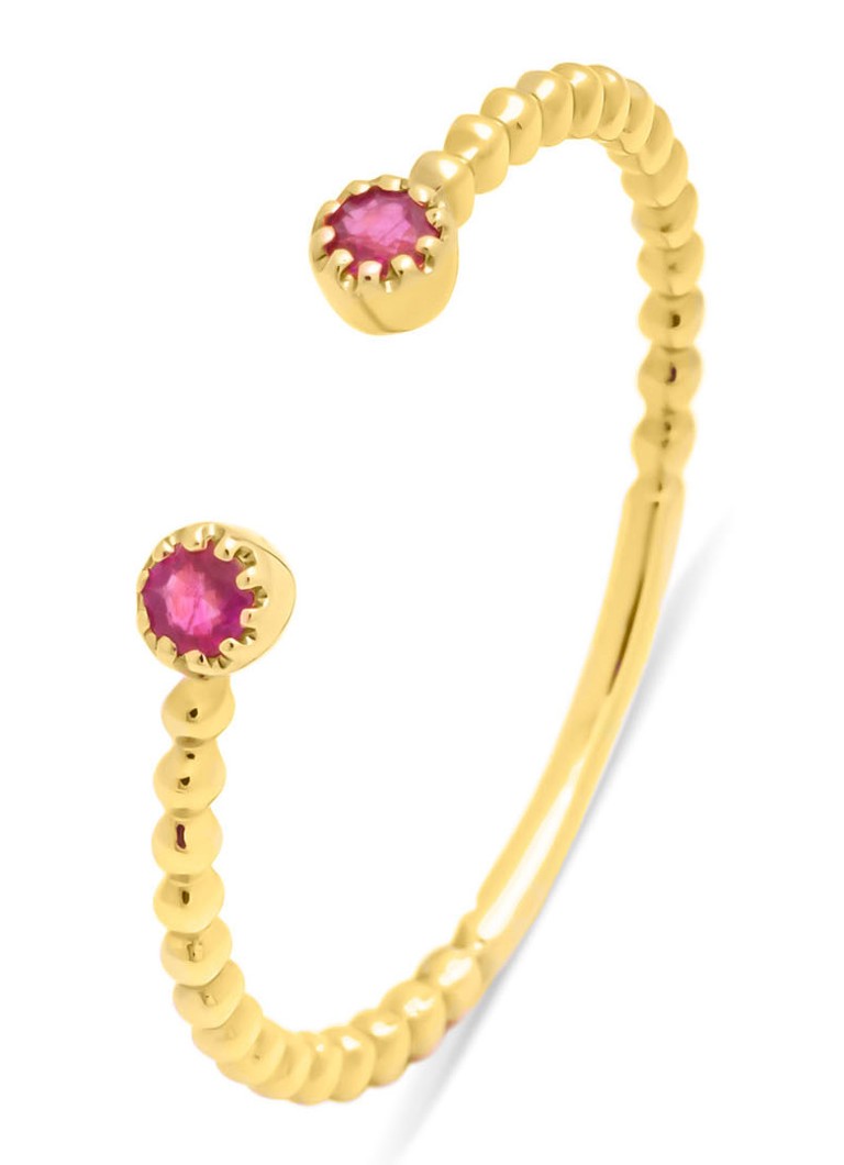 Diamond Point Yellow gold ring, 0.10 ct ruby (treated), Joy