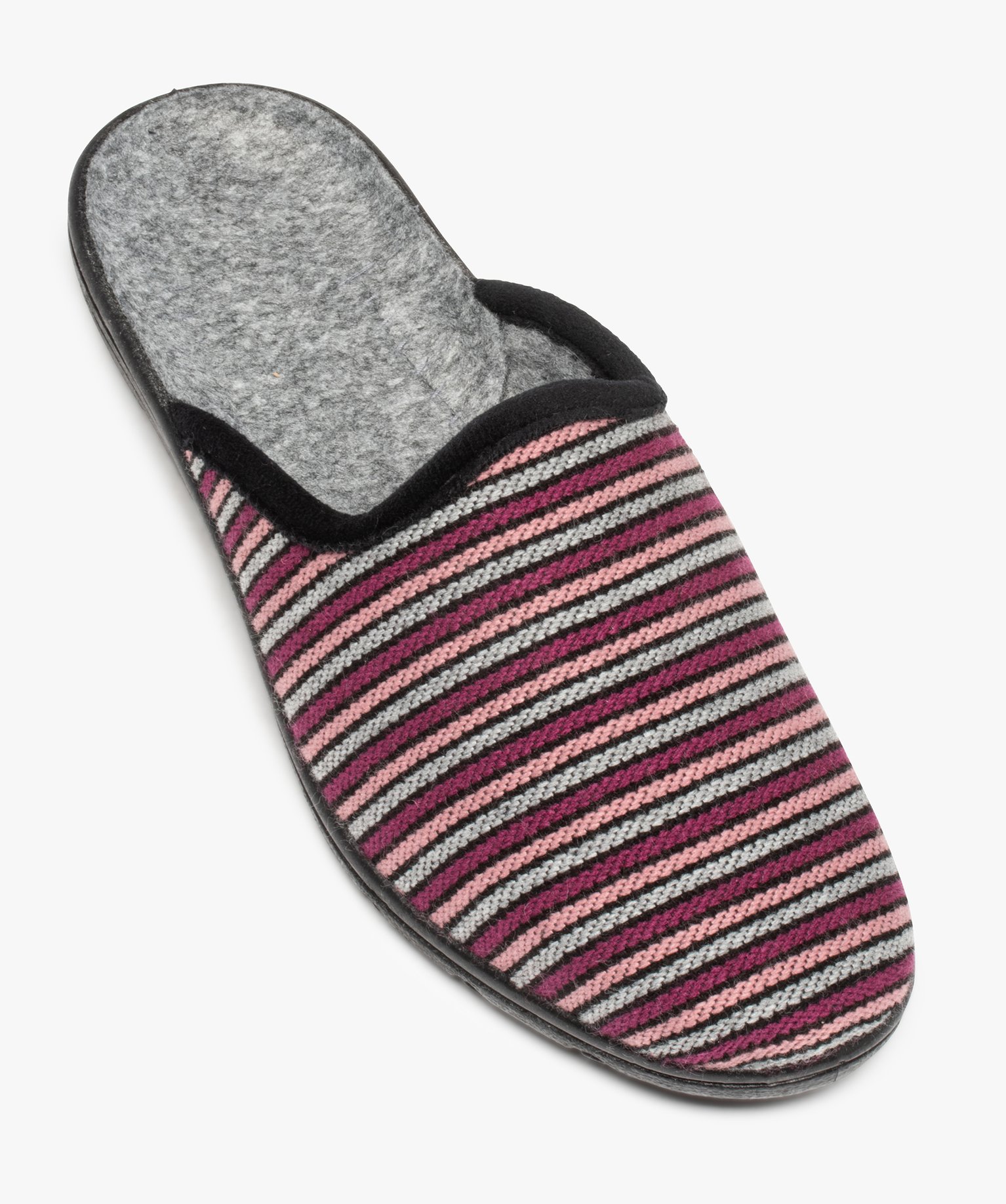 Chaussons femme mules confort dessus tissé gris | GEMO