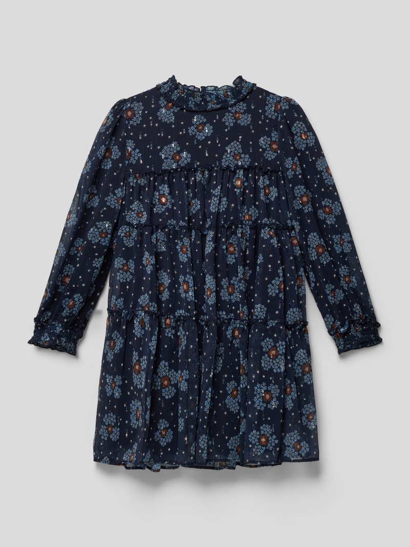 Kleid mit Allover-Muster in marineblau