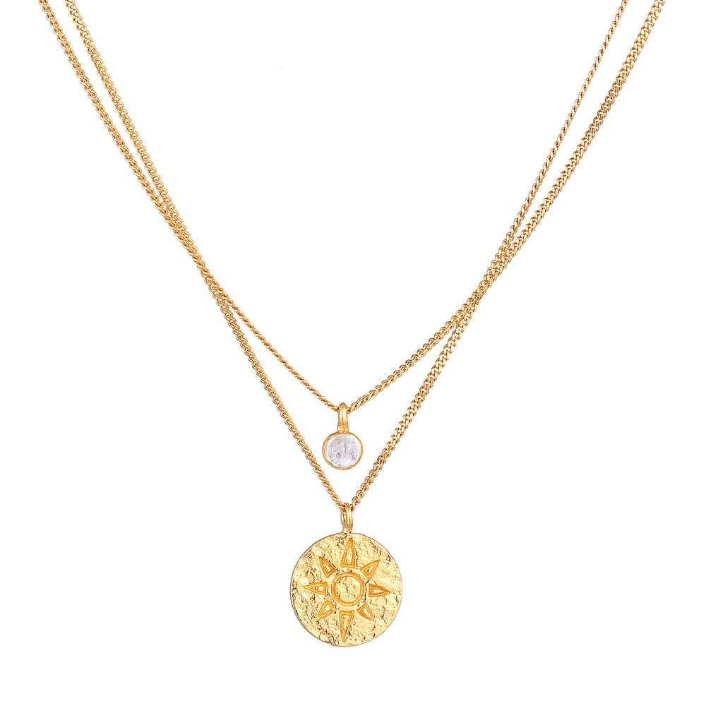 Elli Elli Collier Femmes Pendentif Monnaie Couches Soleil avec pierre précieuse de lun collier