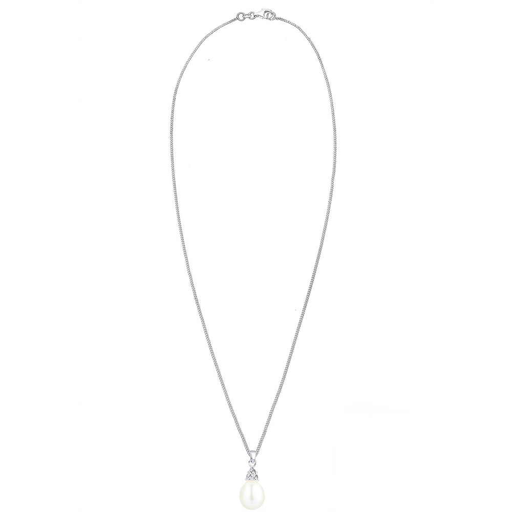 Elli Elli Collier Perle d'Eau Douce Cristal Collier Femme  (925/1000) Argent collier