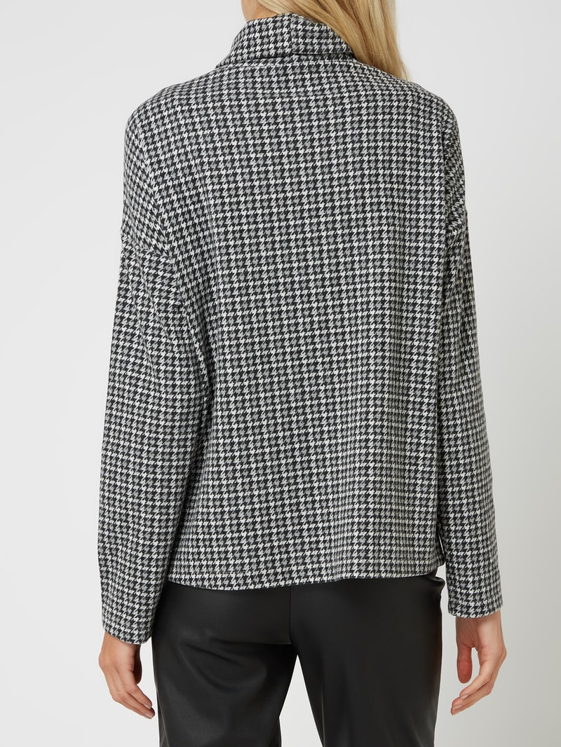 Sweatshirt mit Hahnentritt in schwarz