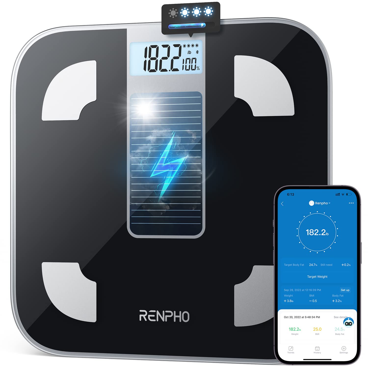 Solar körperfettwaage mit Bluetooth