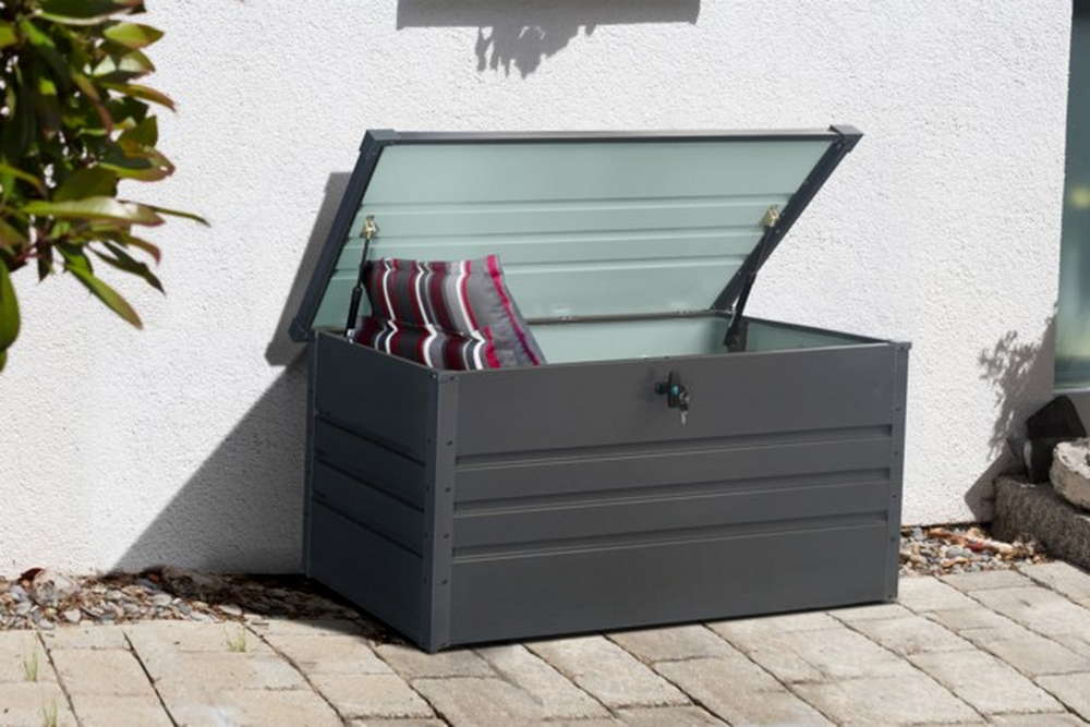 Solax Sunshine Aufbewahrungsbox 400 L Metall-Aufbewahrungsbox, ca. 132 x 61 x 62 cm - Anthrazit
