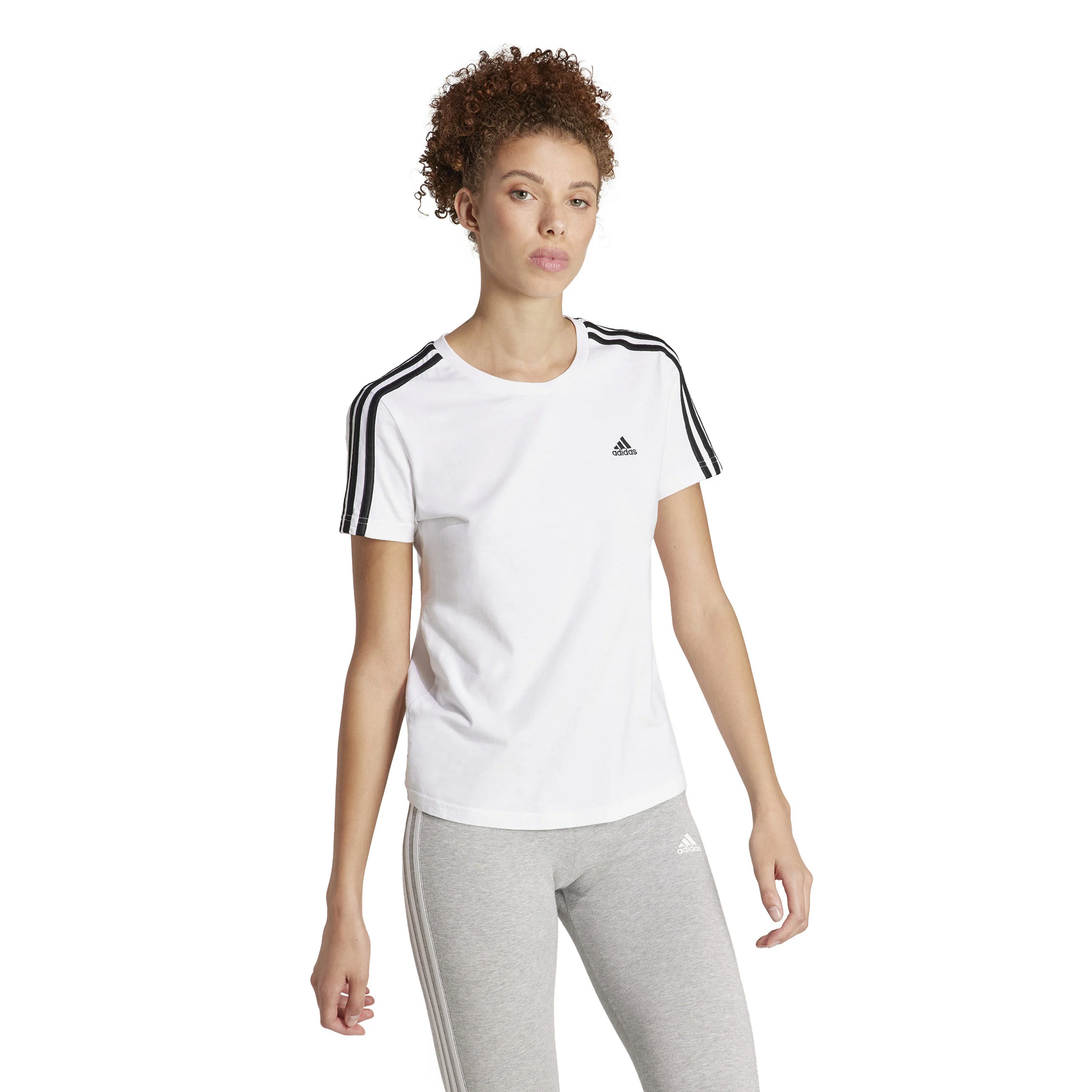 3 Stripes T-Shirt Damen - Weiß, Schwarz