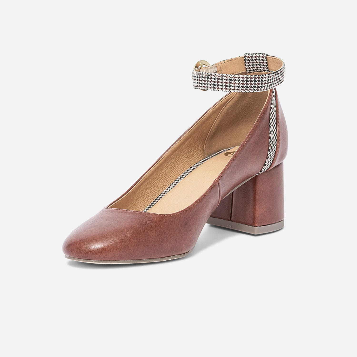 Babies cognac avec détails pied-de-poule