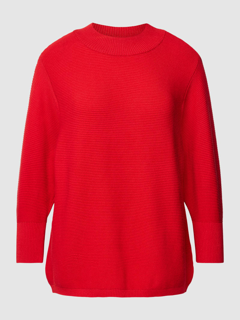 Strickpullover in Feinripp-Optik in rot