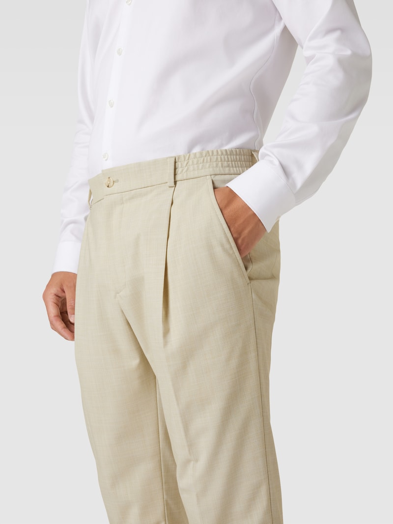 Bundfaltenhose mit Strukturmuster in hellgrün
