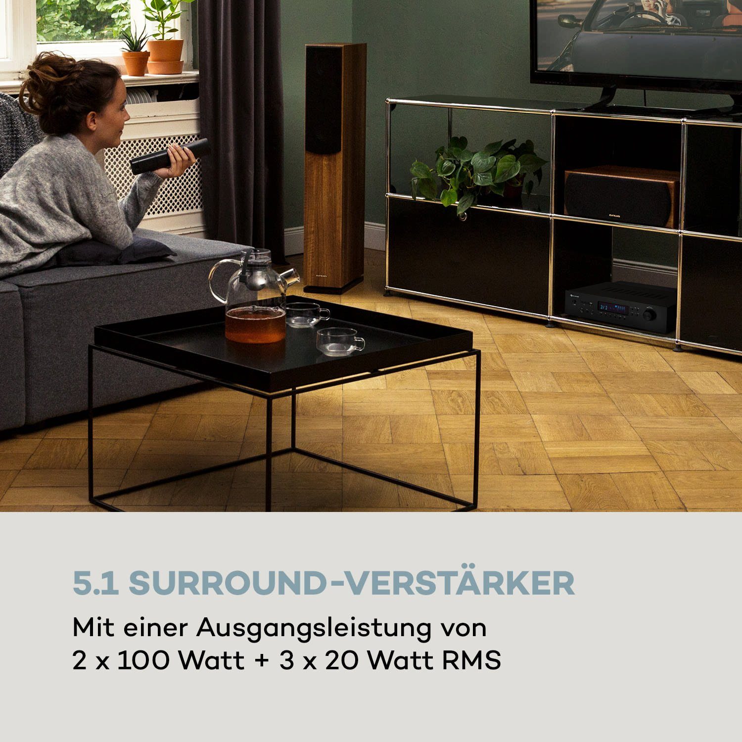 Auna AMP-H260 Audioverstärker (Anzahl Kanäle: 5.1 Surround-Verstärker, 260 W, Digital Audio Bluetooth Verstärker HiFi Stereo Amplifier)