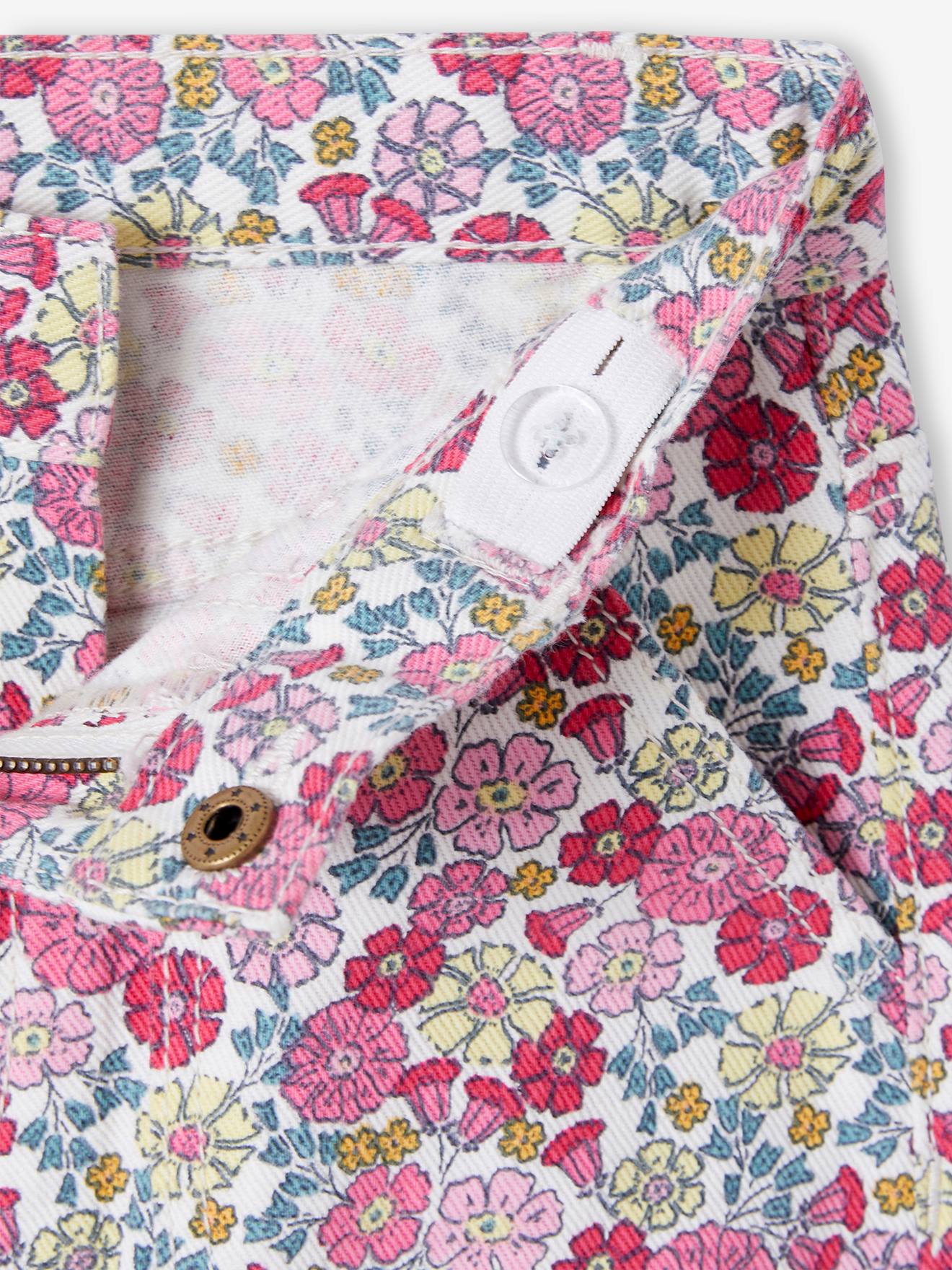 Vertbaudet Weite Mädchen Hose mit Blumen - rosa