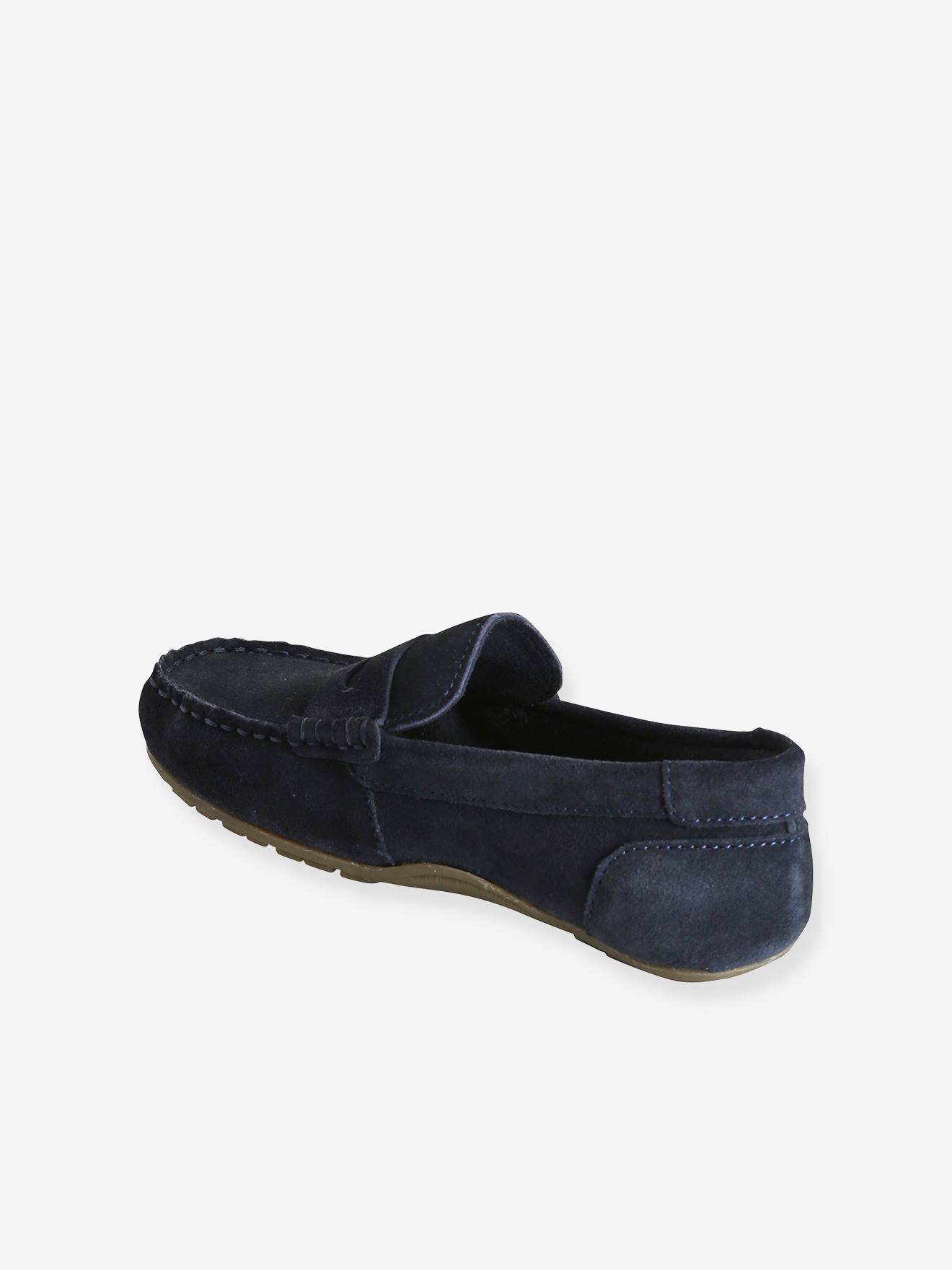 Mocassins croûte de cuir enfant marine