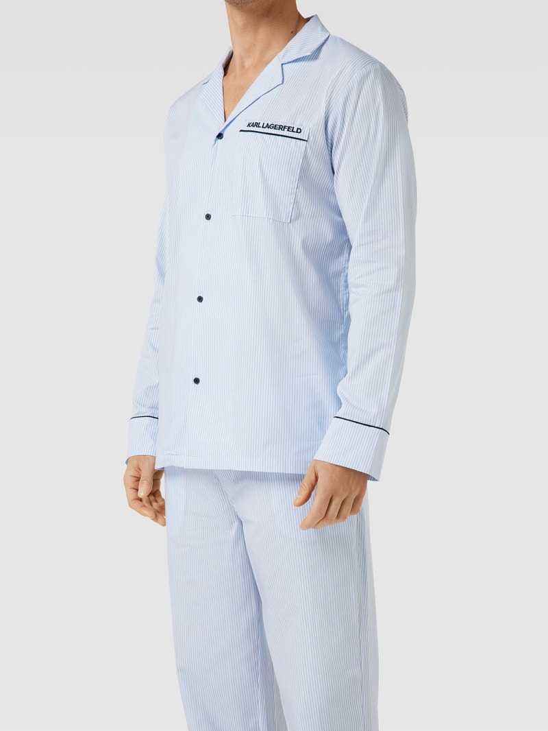 Pyjama mit Streifenmuster Modell 'WOVEN' in hellblau