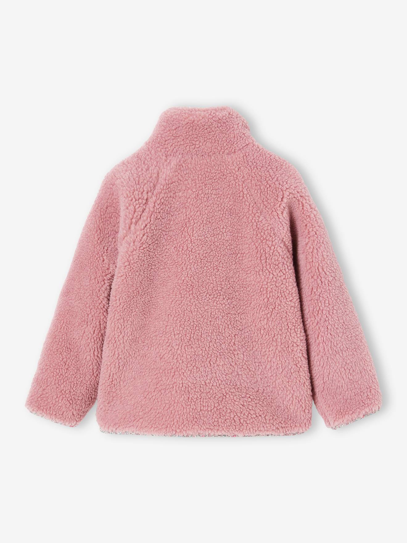 Vertbaudet Mädchen Sportjacke aus Teddyfleece - altrosa