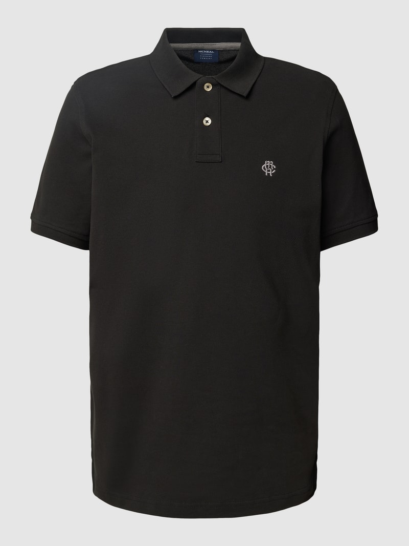 Poloshirt mit Label-Stitching in schwarz