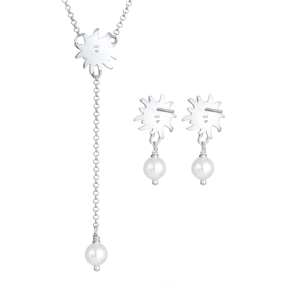 Elli Elli Ensemble de Bijoux Femmes Wiesn édelweiss set perle en argent sterling 925 collier