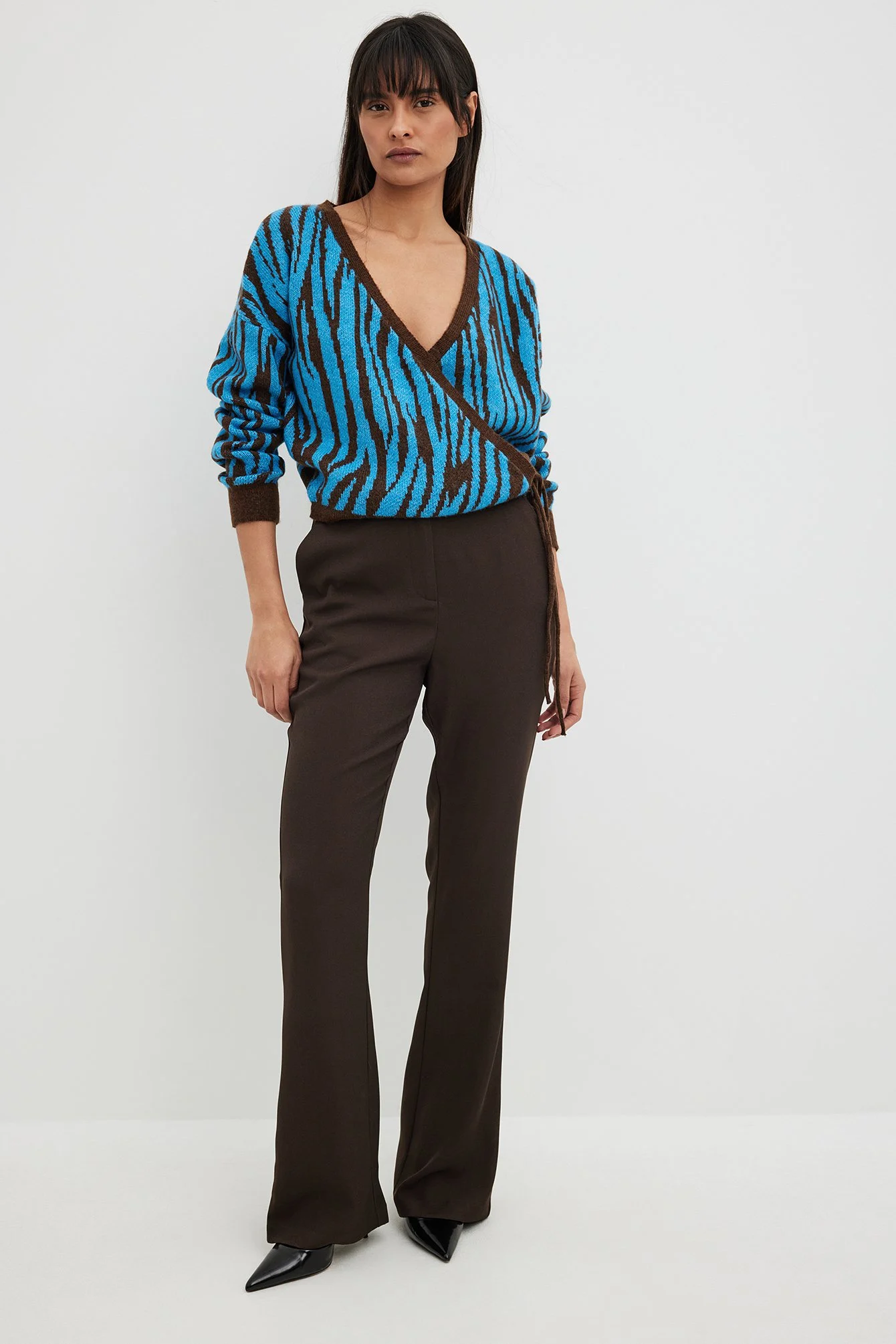 Jacquard Strickpullover in Wickeloptik