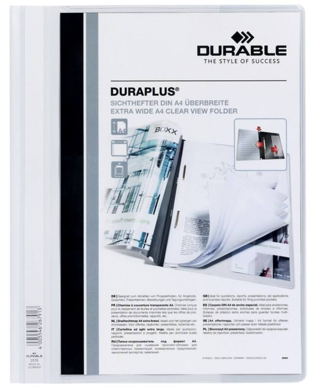 DURABLE Duraplus Schnellhefter 257902 DIN A4  PVC (Polyvinylchlorid) 24 (B) x 31,1 (H) cm Weiß