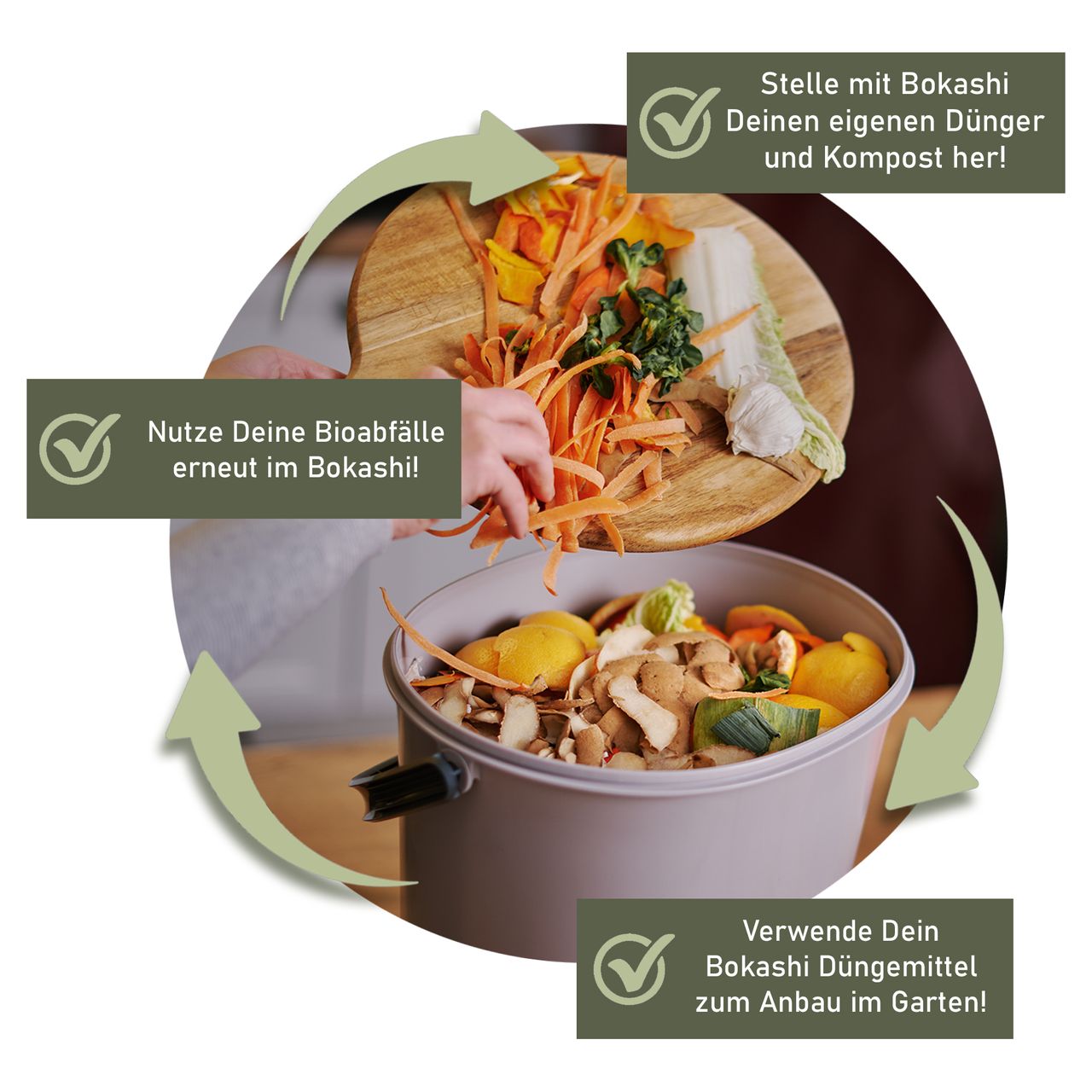 Lemodo Bokashi Starter Set mit 2 Bokashi Eimer, grau