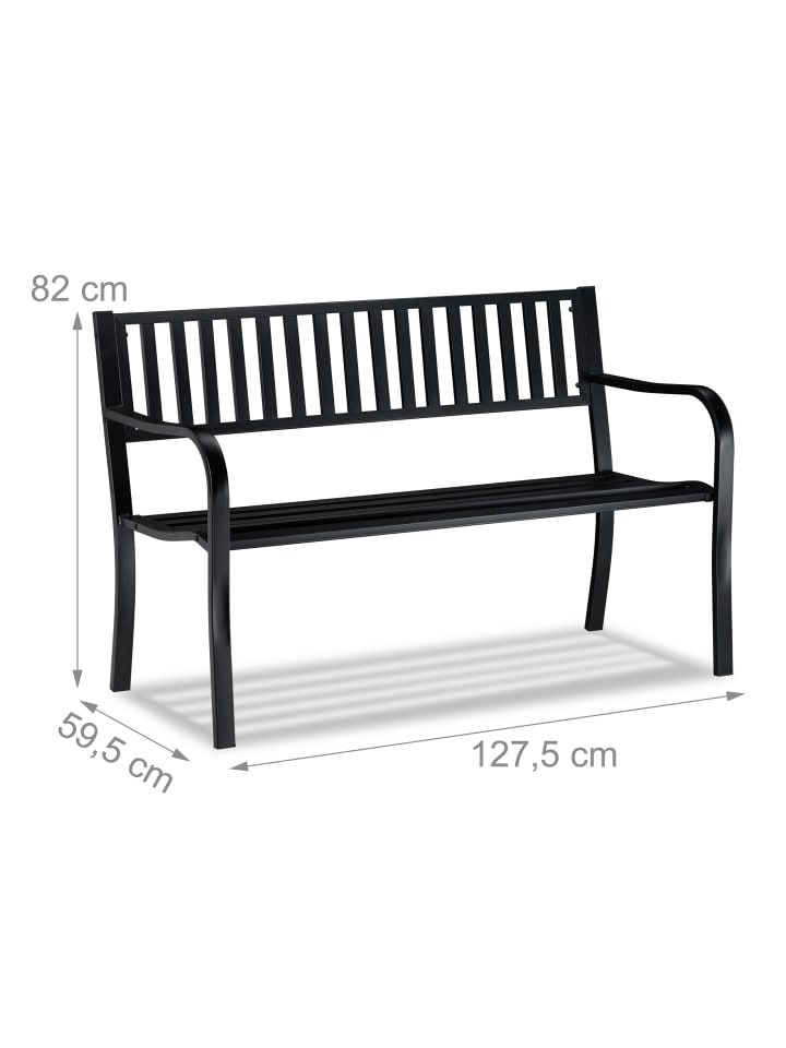 relaxdays Gartenbank in Schwarz - (B)127,5 x (H)82 x (T)59,5 cm günstig kaufen onesize